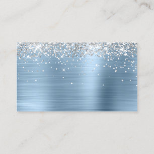 Carte De Placement Paillettes Argentées Papier Aluminium Bleu Clair V