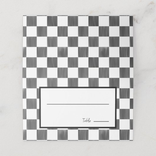 Carte De Placement Painted Black Checkerboard Pattern Wedding (Extérieur déplié)