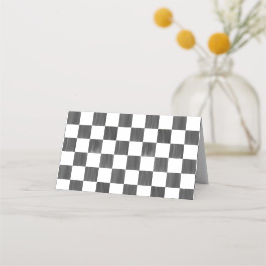 Carte De Placement Painted Black Checkerboard Pattern Wedding (Dos)