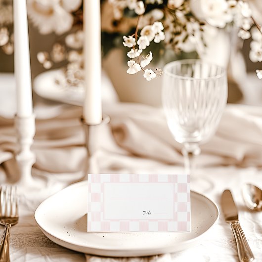 Carte De Placement Painted Pink Checkerboard Pattern Wedding