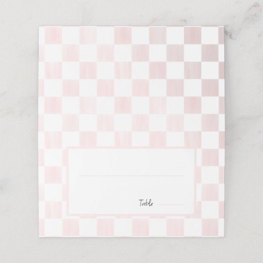 Carte De Placement Painted Pink Checkerboard Pattern Wedding (Extérieur déplié)