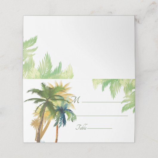 Carte De Placement Palm Tree Beach Wedding (Extérieur déplié)