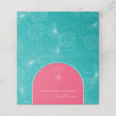Carte De Placement Palm Tree rose et bleu vert Mariage (Extérieur déplié)
