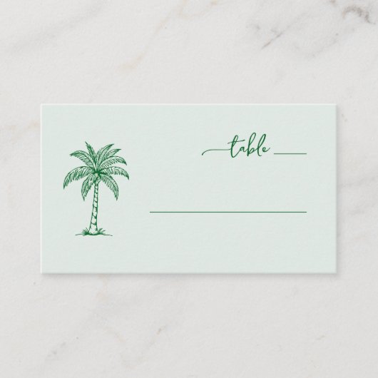 Carte De Placement Palmier Minimaliste Vert Tropical (Devant)