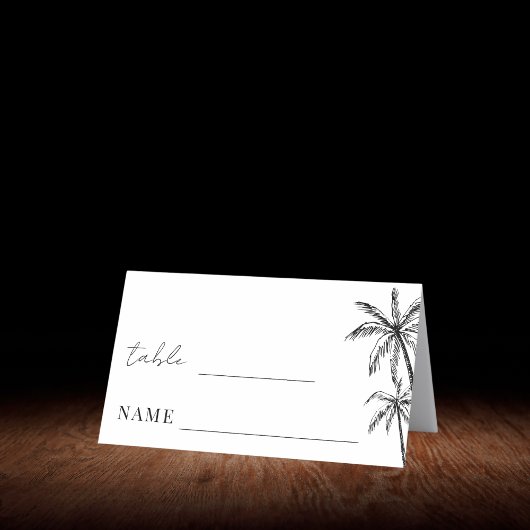 Carte De Placement Palmier tiré à la main Table de mariage Boho Beach