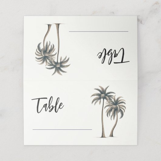 Carte De Placement Palmier Tropical Mariage Rustique Siège (Extérieur déplié)