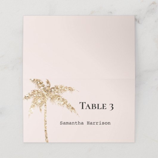 Carte De Placement Palmier Tropical Parties scintillant Or (Extérieur déplié)