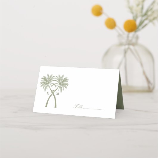 Carte De Placement Palmiers noués Destination Tropicale Mariage (Devant)
