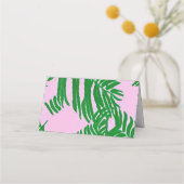 Carte De Placement Palmiers rose + vert Plage moderne Mariage (Dos)