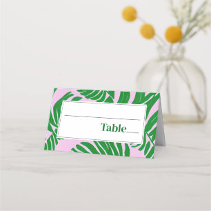 Carte De Placement Palmiers rose + vert Plage moderne Mariage