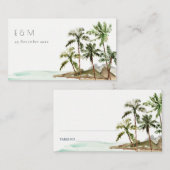 Carte De Placement Palmiers tropicaux Mariage de sable de plage Monog (Devant / Derrière)