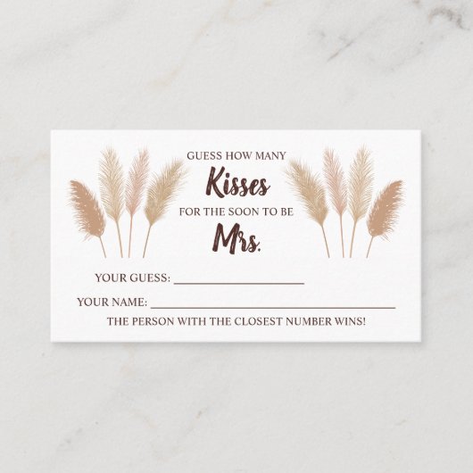 Carte De Placement Pampas Combien de baisers pour Mme Shower Game Car (Devant)