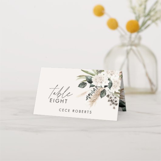 Carte De Placement Pampas eucalyptus sauge vert moderne rustique mari (Devant)