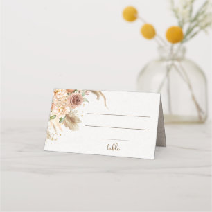 Carte De Placement Pampas herbe boho roses carte place