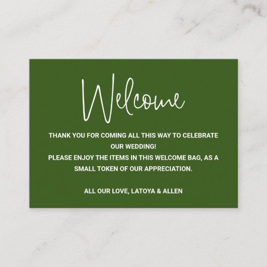 Carte De Placement Panier cadeau de bienvenue pour Mariage de script  (Devant)