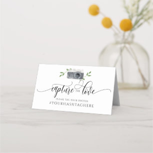 Carte De Placement Panneau de hashtag de mariage calligraphie aquarel