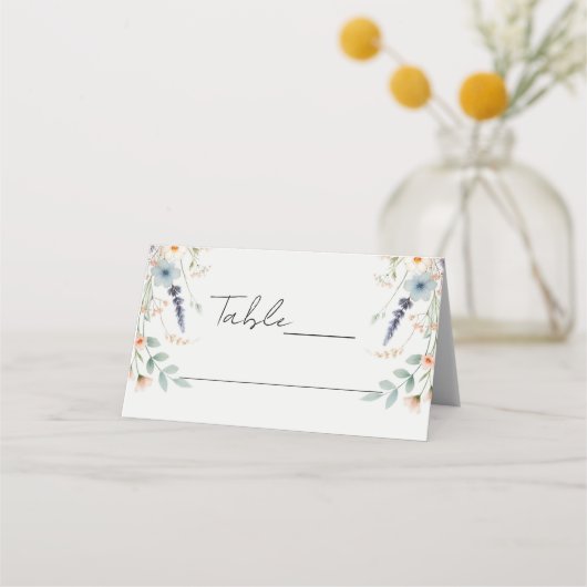 Carte De Placement Panneau de mariage de printemps aux fleurs de wild (Devant)