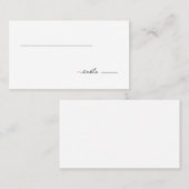 Carte De Placement Panneau de table cursive noir minimaliste (Devant / Derrière)