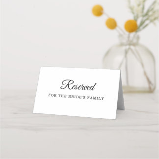 Carte De Placement Panneau réservé à la famille de la mariée, Chaise