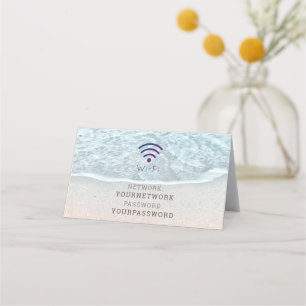 Carte De Placement Panneau Wi-Fi Turquoise Blue Ocean Beach