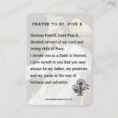 Carte De Placement Pape Saint Pie X Prière religieuse catholique Sain (Dos)