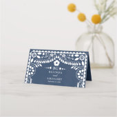 Carte De Placement Papel Picado Boda Mexican Rustic Blue Wedding (Dos)