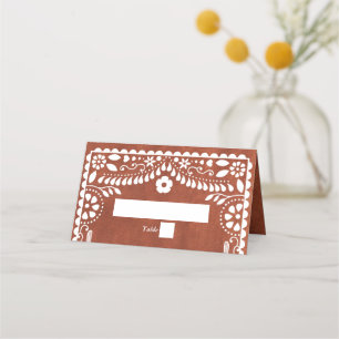 Carte De Placement Papel Picado Mariage Mexicain Brun Terracotta