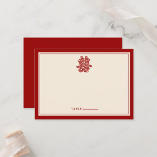 Carte De Placement Papier floral coupé Double bonheur Mariage chinois