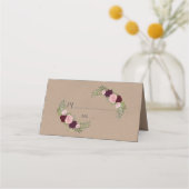 Carte De Placement Papier Rustique Marsala Floral (Dos)