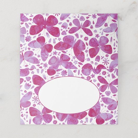 Carte De Placement Papillon d'aquarelle rose moderne (Extérieur déplié)