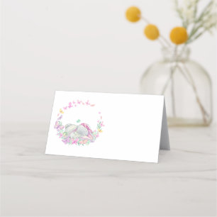 Carte De Placement Papillon éléphant Bouton rose