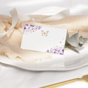 Carte De Placement Papillon fleur sauvage violet d'or