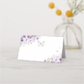 Carte De Placement Papillon fleuri violet argenté (Devant)