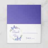 Carte De Placement Papillon Fleurs Bleues Mariage Papillons Fête (Extérieur déplié)