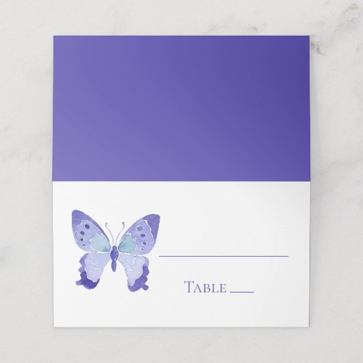 Carte De Placement Papillon Mignon Papillons Bleu Marine Mariage Fête (Extérieur déplié)