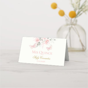 Carte De Placement Papillon rose Quinceañera