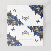 Carte de placement papillon Roses Dorées Bleu Mari (Extérieur déplié)