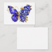 Carte De Placement Papillon saphir à fleurs (Devant / Derrière)