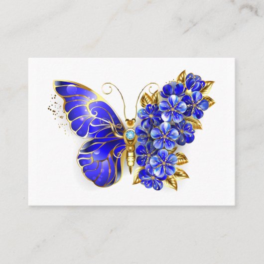 Carte De Placement Papillon saphir à fleurs (Devant)