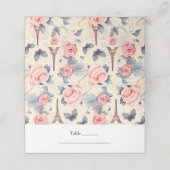Carte De Placement Papillon Tour Eiffel et Mariage Motif Rose (Extérieur déplié)