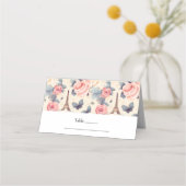 Carte De Placement Papillon Tour Eiffel et Mariage Motif Rose (Devant)