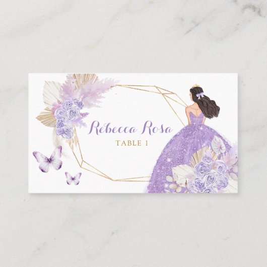 Carte De Placement Papillon violet de Boho Princesa Quinceañera (Dos)