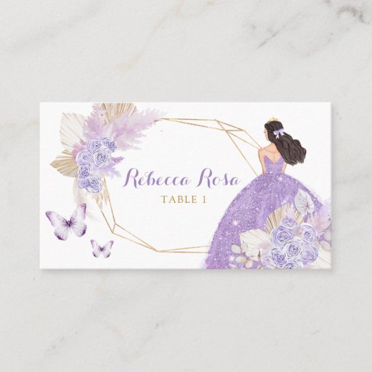 Carte De Placement Papillon violet de Boho Princesa Quinceañera (Devant)