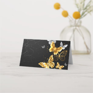 Carte De Placement Papillons blancs et dorés