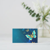 Carte De Placement Papillons d'or sur un Arrière - plan bleu (Debout devant)