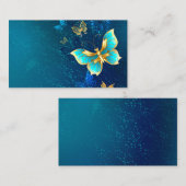 Carte De Placement Papillons d'or sur un Arrière - plan bleu (Devant / Derrière)