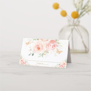 Carte De Placement Papillons Floraux bleus Quinceañera 16 Anniversair