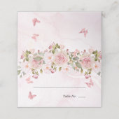Carte De Placement Papillons floraux roses | Marbre rose (Extérieur déplié)