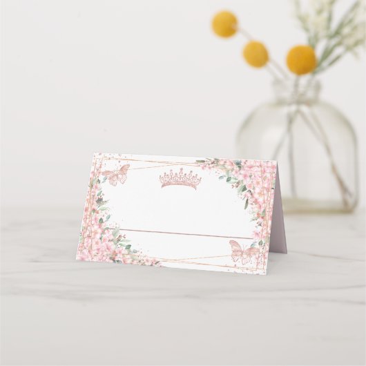 Carte De Placement Papillons Roses en fleurs de cerisier Quinceañera (Devant)