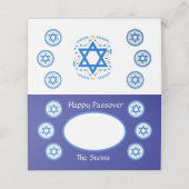 Carte De Placement PÂQUE Étoile bleue de David NOM Marine (Extérieur déplié)